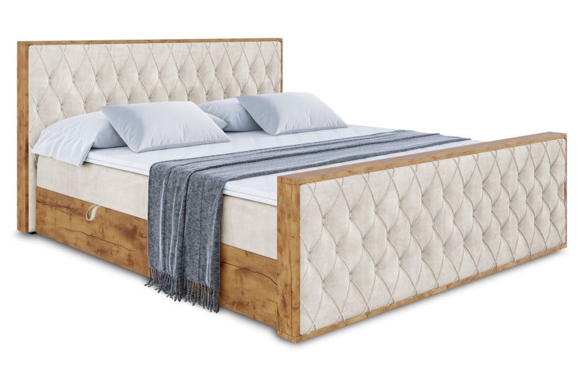 Łóżko kontynentalne z pojemnikiem i materacem H4 - LOLLI5-Z - 120x200 cm 666410