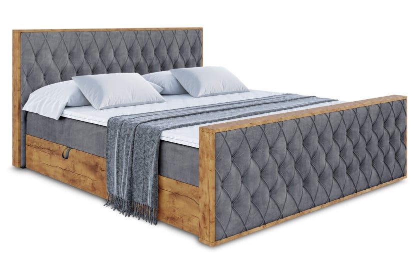 Łóżko kontynentalne z pojemnikiem i materacem H4 - LOLLI5-Z - 120x200 cm 666447