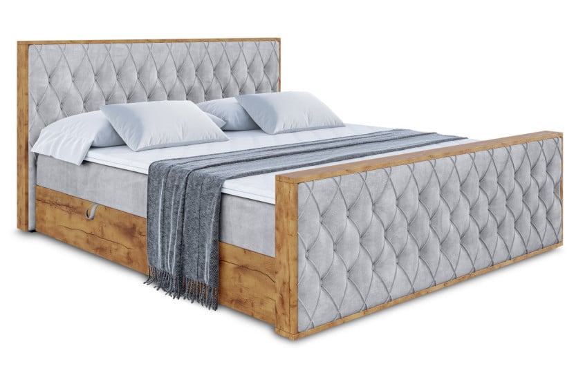 Łóżko kontynentalne z pojemnikiem i materacem H4 - LOLLI5-Z - 160x200 cm 666240