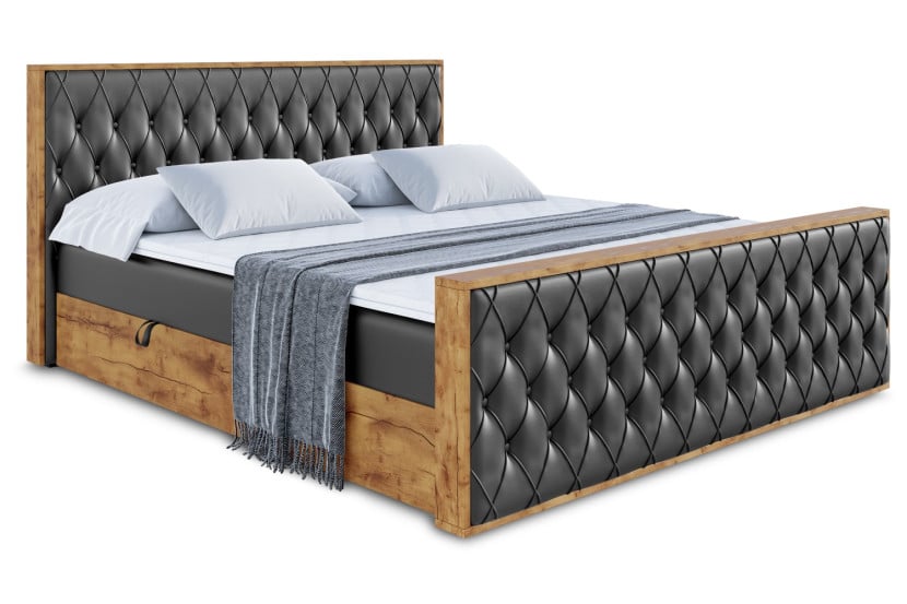 Łóżko kontynentalne z pojemnikiem i materacem H4 - LOLLI5-Z - 160x200 cm 666266