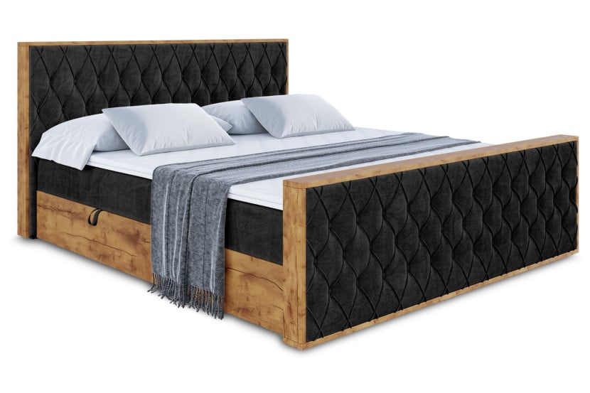 Łóżko kontynentalne z pojemnikiem i materacem H4 - LOLLI5-Z - 180x200 cm 666336
