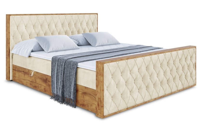 Łóżko kontynentalne z pojemnikiem i materacem H4 - LOLLI5-Z - 180x200 cm 666359