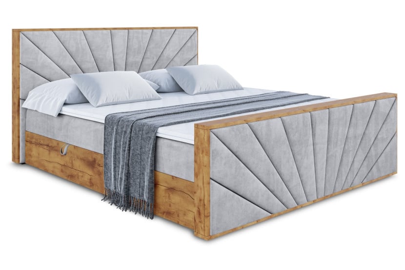 Łóżko kontynentalne z pojemnikiem i materacem H4 - LOLLI6-Z - 140x200 cm 665678
