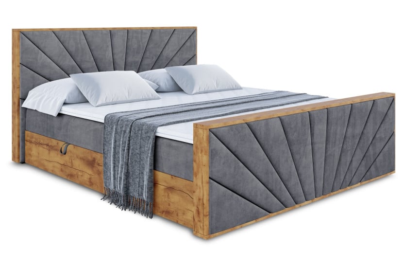 Łóżko kontynentalne z pojemnikiem i materacem H4 - LOLLI6-Z - 180x200 cm 665877