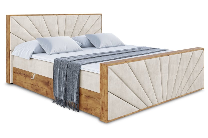 Łóżko kontynentalne z pojemnikiem i materacem H4 - LOLLI6-Z - 200x200 cm 666478