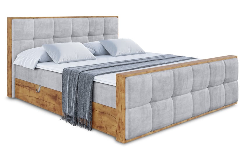 Łóżko kontynentalne z pojemnikiem i materacem H4 - LOLLI7-Z - 120x200 cm 665750