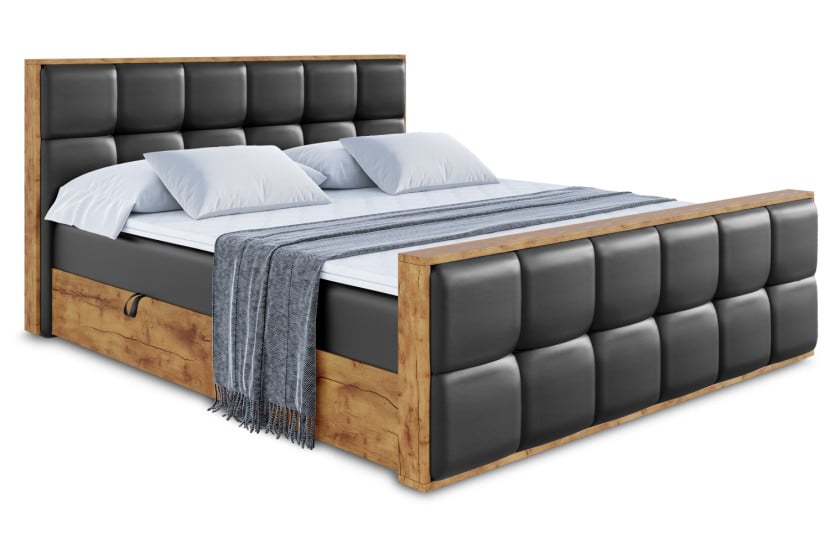 Łóżko kontynentalne z pojemnikiem i materacem H4 - LOLLI7-Z - 140x200 cm 665894