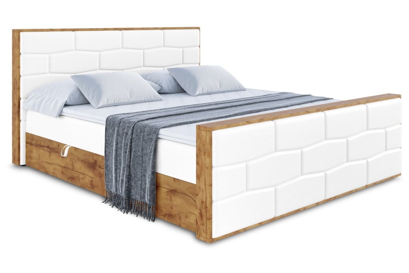 Łóżko kontynentalne z pojemnikiem i materacem H4 - LOLLI8-Z - 140x200 cm 665430