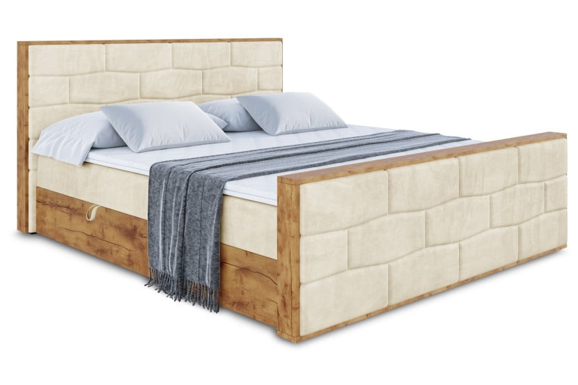 Łóżko kontynentalne z pojemnikiem i materacem H4 - LOLLI8-Z - 140x200 cm 666134