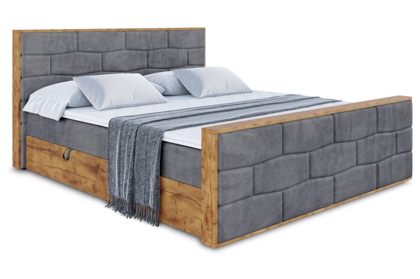 Łóżko kontynentalne z pojemnikiem i materacem H4 - LOLLI8-Z - 200x200 cm 666157
