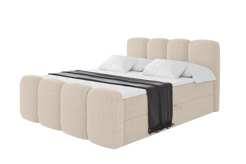 Łóżko kontynentalne z pojemnikiem i materacem H4 NINA-Z - 200x200cm 902192