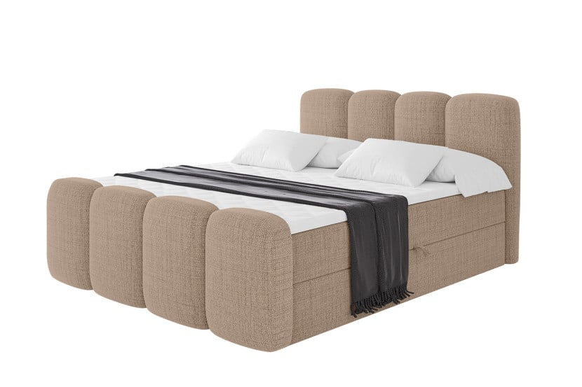 Łóżko kontynentalne z pojemnikiem i materacem H4 NINA-Z - 200x200cm 901574