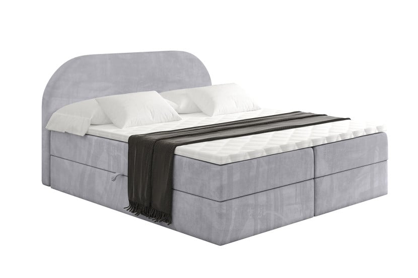 Łóżko kontynentalne z pojemnikiem i materacem H4 - NOX - 200x200cm 524653