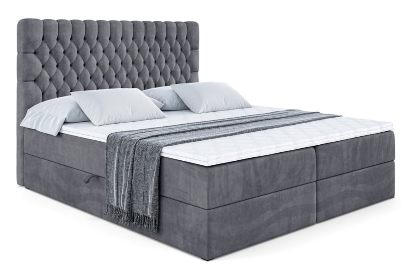 Łóżko kontynentalne z pojemnikiem i materacem H4 SERENE - 200x200cm 359720