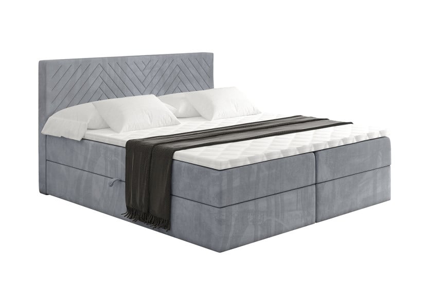 Łóżko kontynentalne z pojemnikiem i materacem H4 - VEXA - 160x200cm 524750