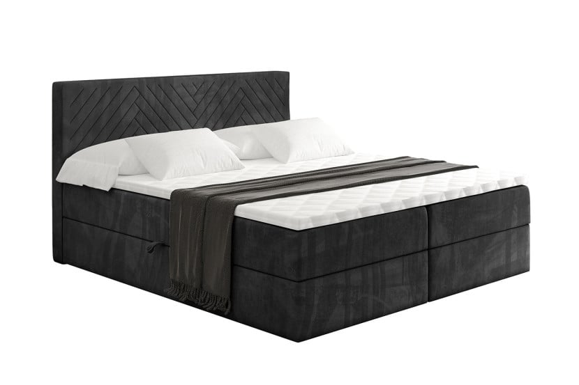 Łóżko kontynentalne z pojemnikiem i materacem H4 - VEXA - 160x200cm 524955