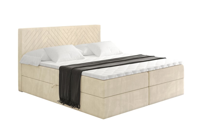 Łóżko kontynentalne z pojemnikiem i materacem H4 - VEXA - 180x200cm 524673