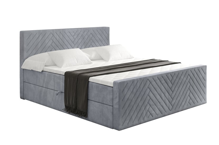 Łóżko kontynentalne z pojemnikiem i materacem H4 - VEXA-Z - 180x200 cm 524711