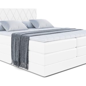 Łóżko kontynentalne z pojemnikiem i materacem LEPARO KING – 200×200 cm 704813 Łóżko kontynentalne z pojemnikiem i materacem LEPARO KING – 200×200 cm 704813