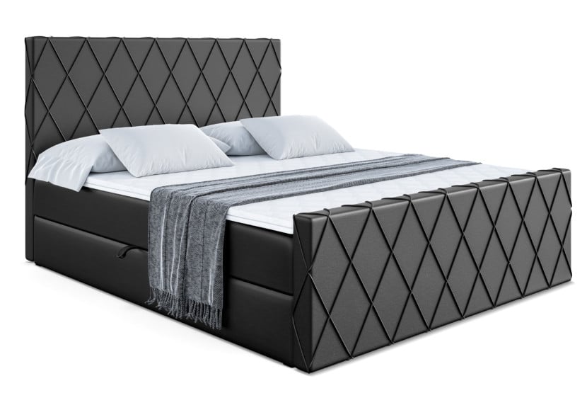 Łóżko kontynentalne z pojemnikiem i materacem LEPARO-Z - 120x200 cm 429225