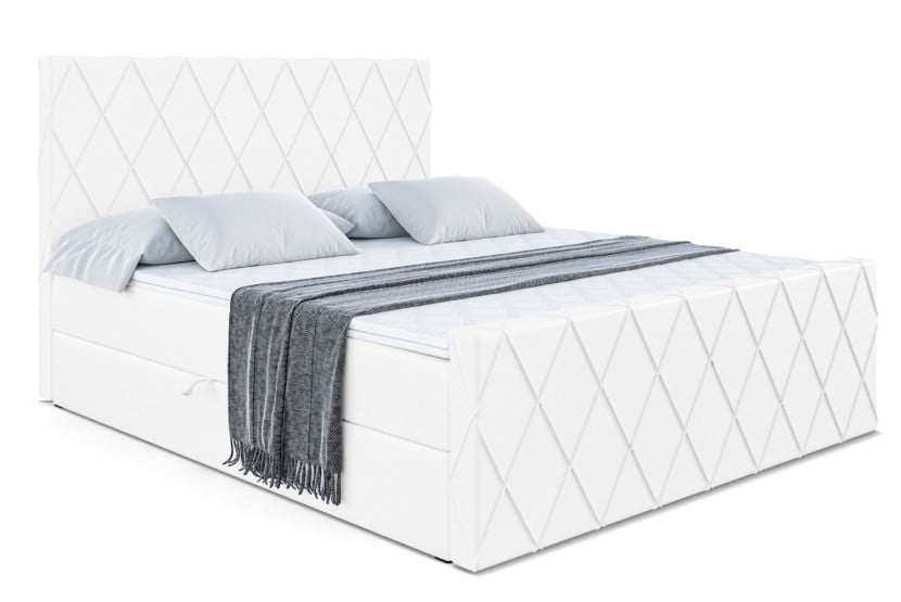 Łóżko kontynentalne z pojemnikiem i materacem LEPARO-Z - 200x200 cm 429219