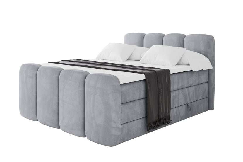 Łóżko kontynentalne z pojemnikiem i materacem NINA-Z KING 200x200cm 901406