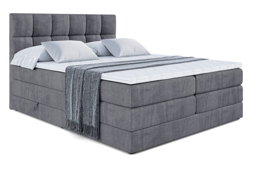 Łóżko kontynentalne z pojemnikiem i materacem RICAR KING - 200x200 cm 133348