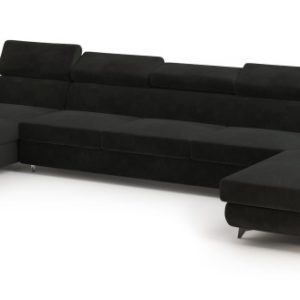 Narożnik VIVENTE z funkcją spania Czarny 795582 Narożnik VIVENTE z funkcją spania Czarny 795582