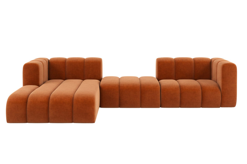 Narożnik w kształcie L Grand L 319 cm, welur Salvador, Brązowy, Lewy 900636
