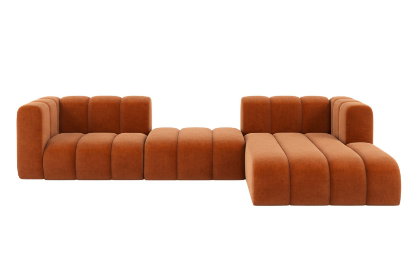 Narożnik w kształcie L Grand L 319 cm, welur Salvador, Brązowy, Prawy 900691