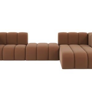 Narożnik w kształcie L Grand L 319 cm, welur Salvador, Ciemnobrązowy, Prawy 900687