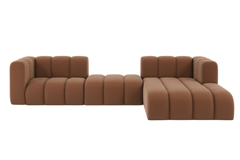 Narożnik w kształcie L Grand L 319 cm, welur Salvador, Ciemnobrązowy, Prawy 900687