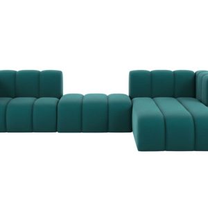 Narożnik w kształcie L Grand L 319 cm, welur Salvador, Lazurowy, Prawy 900651