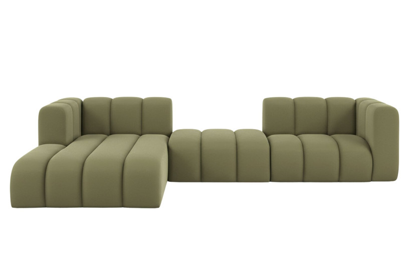 Narożnik w kształcie L Grand L 319 cm, welur Salvador, Oliwkowy, Lewy 900624