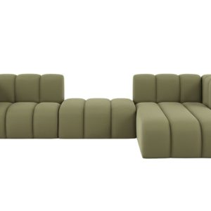 Narożnik w kształcie L Grand L 319 cm, welur Salvador, Oliwkowy, Prawy 900627
