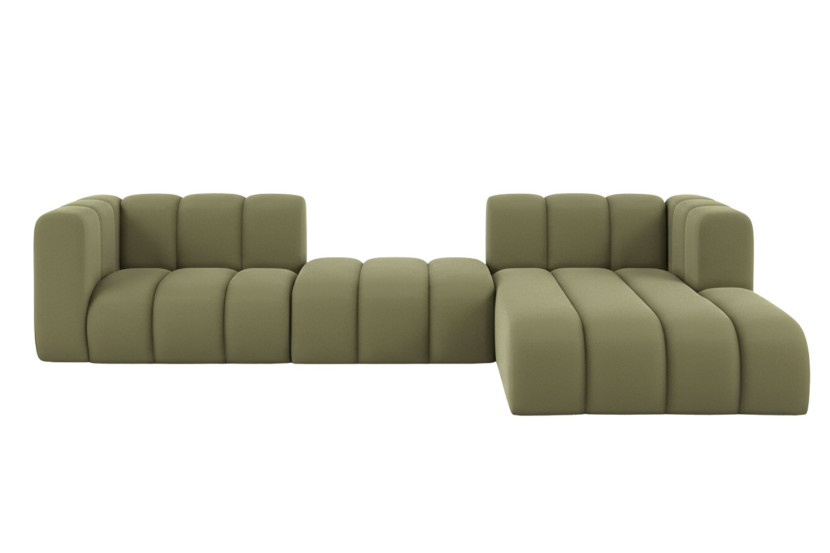 Narożnik w kształcie L Grand L 319 cm, welur Salvador, Oliwkowy, Prawy 900627