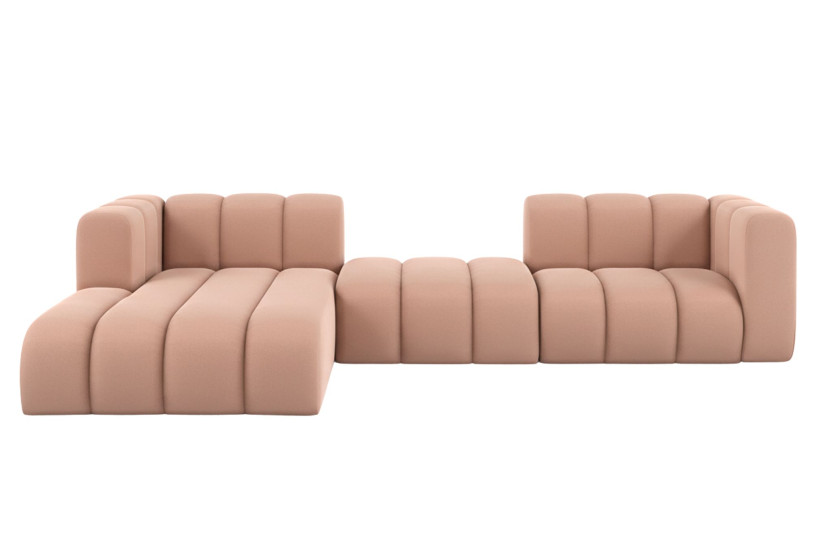 Narożnik w kształcie L Grand L 319 cm, welur Salvador, Różowy, Lewy 900654