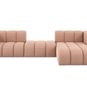 Narożnik w kształcie L Grand L 319 cm, welur Salvador, Różowy, Prawy 900686