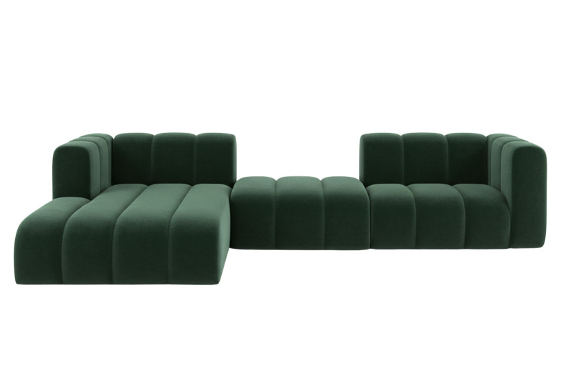 Narożnik w kształcie L Grand L 319 cm, welur Salvador, Zielony, Lewy 900684