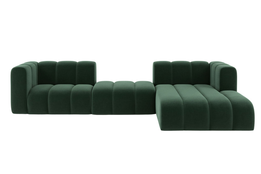 Narożnik w kształcie L Grand L 319 cm, welur Salvador, Zielony, Prawy 900673