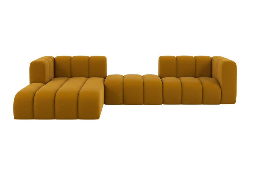 Narożnik w kształcie L Grand L 319 cm, welur Salvador, Żółty, Lewy 900638