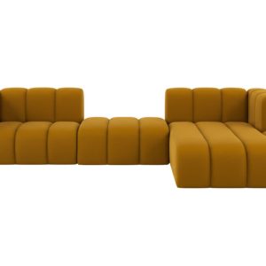 Narożnik w kształcie L Grand L 319 cm, welur Salvador, Żółty, Prawy 900669