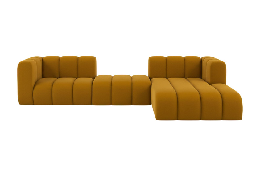 Narożnik w kształcie L Grand L 319 cm, welur Salvador, Żółty, Prawy 900669