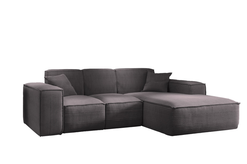 Narożnik w kształcie L SIENA, Sofa, Tkanina Poso, Ciemnoszary, Prawy 754015