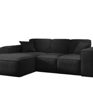 Narożnik w kształcie L SIENA, Sofa, Tkanina Poso, Czarny, Lewy 753921