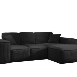 Narożnik w kształcie L SIENA, Sofa, Tkanina Poso, Czarny, Prawy 754019