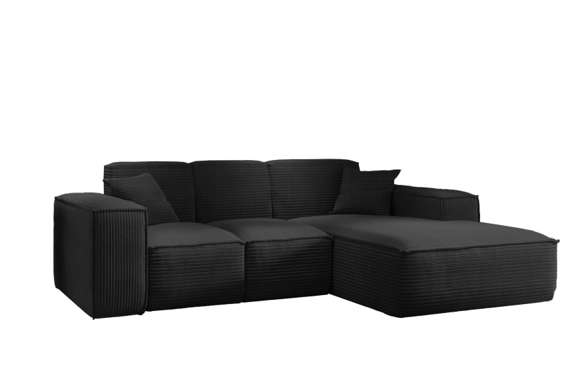 Narożnik w kształcie L SIENA, Sofa, Tkanina Poso, Czarny, Prawy 754019