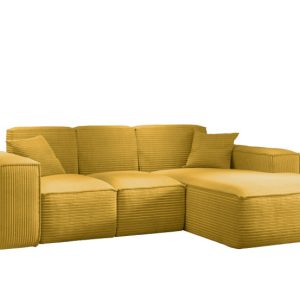 Narożnik w kształcie L SIENA, Sofa, Tkanina Poso, Żółty, Prawy 753923