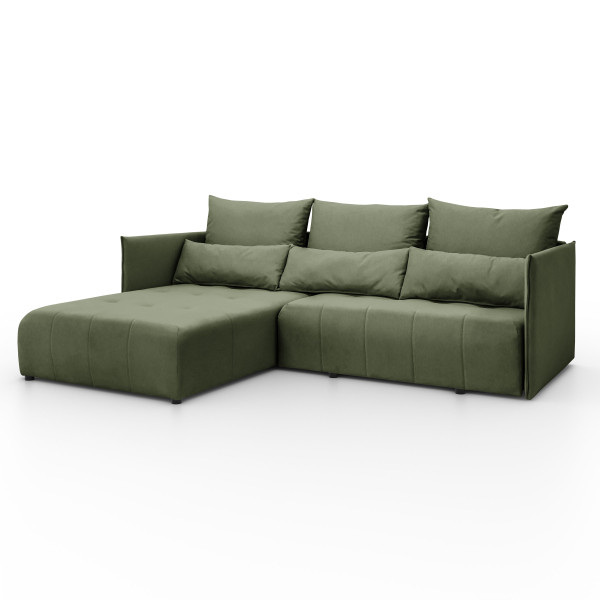 Narożnik w kształcie litery L, Hannover L tkanina Castel Zielony Prawy 642209