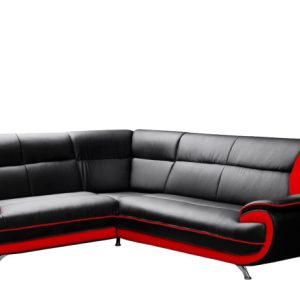 Narożnik w kształcie litery L, tkanina Soft, czarno-czerwony, Lewy, Palermo 958209 Narożnik w kształcie litery L, tkanina Soft, czarno-czerwony, Lewy, Palermo 958209